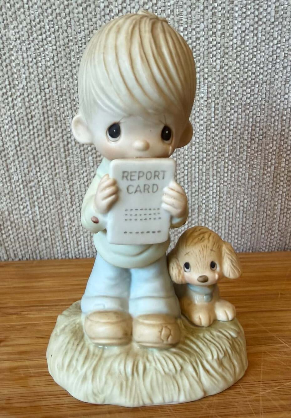 Precious Moments God Understands Boy Dog Report Card Figurine 1978 Enesco E-1379